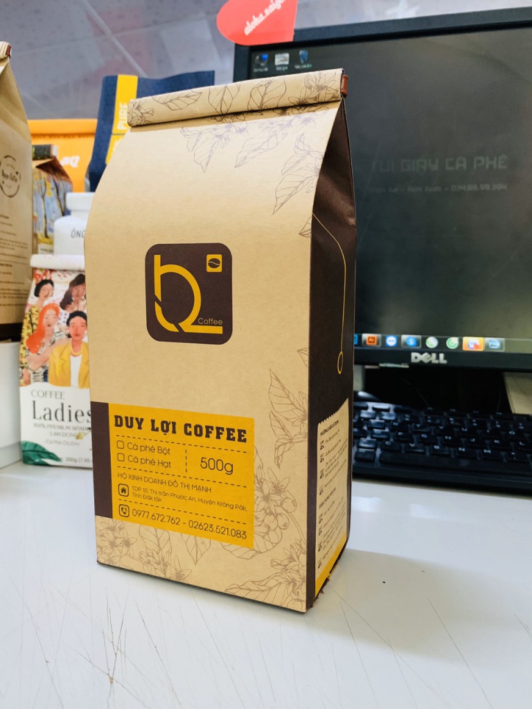 Túi Giấy Kraft Nâu ghép màng Duy Lợi Coffee